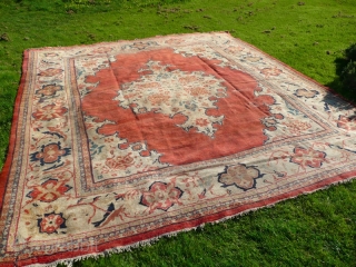 Sultanabad Ziegler, great looking carpet and good size: 14'.4" x 12'.8". Condition, there are a couple of areas of wear and bit of tidying needed, otherwise good original antique piece.   