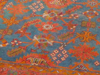 

Pair of attractive old Ushak small carpets. Condition, one carpet has had slightly more use, is a little more faded and has loses to the ends, but both are generally good. Size:  ...