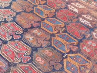 Lovely old, South Persian Afshar carpet. Afshar carpets of any size are unusual ... and this antique piece is 16'.8" x 9'.4" Condition, uneven wear but still has original kilim ends and  ...