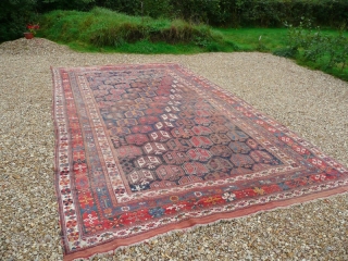 Lovely old, South Persian Afshar carpet. Afshar carpets of any size are unusual ... and this antique piece is 16'.8" x 9'.4" Condition, uneven wear but still has original kilim ends and  ...