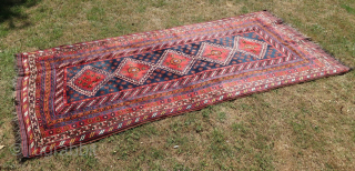 Luri,Afshar ? tribal,? weighing in almost 26,5 pound Wool on wool, goathair warps. Full original long pile. Ca: 330 cm x 135 cm.          