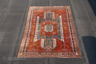 Caucasian rug wool on wool, with large kazak shield motif. ca. 170 x 235 cm. old/antique .Armenian ?.               