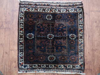 Large Baluch bag face.   wool on wool, ca;  92 x 82 cm.    clean.  old / antique.          