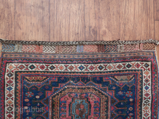 Afshar Bagface .  ( Turkic, Kurdish ? )  Ca; 78 cm x 58 cm . Colors !  Wool, on cotton, ( I guess.)  Old/antique .    