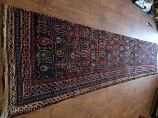 Boteh Kirman ( Afshar ? ) . 174/188  CM. X 388 CM. ( Kelleh ? ) Wool on cotton.  Cleaned and washed . Old/antique. ( 19,560  KG. )  