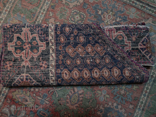 Fragment , ca; 133 cm. x 90 cm.  Afshar ? Persian ? .Some boteh s on the partial "field," cotton, wool , old /antique.        