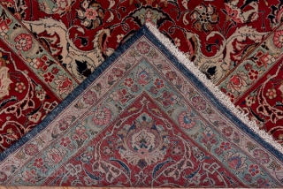 Kashan Carpet

9.0 x 11.7
2.74 x 3.56

The almost blue-black field displays an ivory medallion around which swirl layers of forked rinceaux with a variety of regular and iris palmettes and various floral   ...