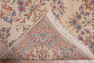 Kerman Runner

2.8 by 16.3
0.85 x 4.96

This full pile SE Persian runner with an ivory ground, broken border and tones of  warm red, powder blue, light blue, rust and goldenrod displays vases  ...