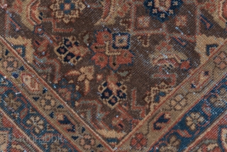 Mahal Carpet

8.9 x 12.0
2.71 x 3.65

A classic small pattern Persian allover Herati pattern fills the medium bark brown field of this west Iranian village carpet. The caramel tone main border shows simple  ...