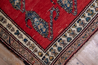 Malayer Runner

3.7 x 14.5
1.12 x 4.41

The brisk red field displays rows of slightly leaning slender floriated botehs, three to a line in a clearly textile-derived pattern. The cream main border of this  ...