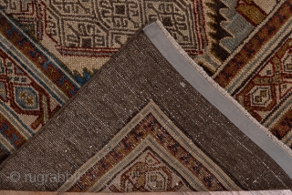 Hamadan Runner

3.5 x 17.0
1.06 x 5.18
 
With a wide dark camel-tone plain outer border, this characteristic west Persian village runner displays three ragged palmettes, each set within and ivory and  camel  ...