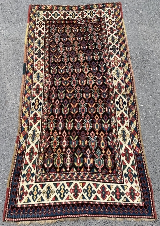 Middle Of The 19th Century Rare Design Caucasian Rug size 105x220                      