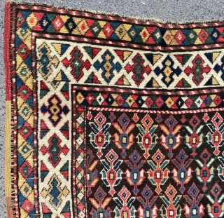 Middle Of The 19th Century Rare Design Caucasian Rug size 105x220                      