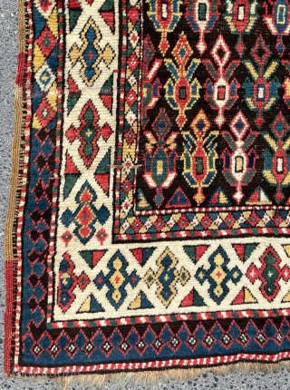 Middle Of The 19th Century Rare Design Caucasian Rug  size 105x220                     