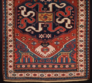 This is an eagle kazak rug and there is no restoration on it in excellent condition and excellent high pile  size 120x160 cm         