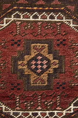 Salar Khani Baluch with striking design and colors (208x107cm). If you can go through some conditions issues like the stain of bleach on the back and some parts of the headens missing  ...