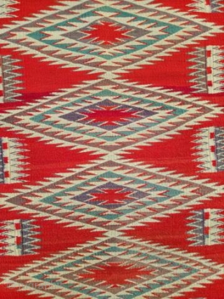 Fabulous Germantown saddle blanket (Navajo) in near perfect condition, 25 in x 39 in, circa 1890-1900                 