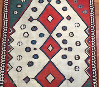 very nice 19th century Qashqai Kilim great colors , size is 4.11x7.11                     