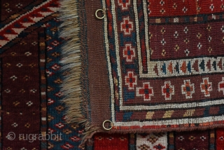 Early 1900's Turkmen Beshir prayer rug. Measures circa 135cm x 72cm/ 4′ 5.1496″ x 2′ 4.3465″                 