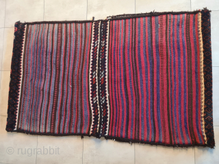 old tribal very very large camel bag of the Jaff Kurds from Iraq. The bag is completely preserved and not cut or shortened. Only the side seams are open. These can, however,  ...