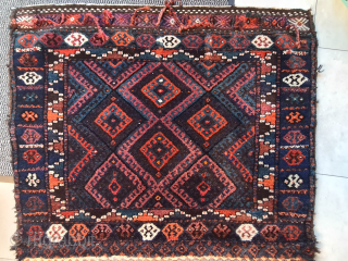 old tribal very very large camel bag of the Jaff Kurds from Iraq. The bag is completely preserved and not cut or shortened. Only the side seams are open. These can, however,  ...