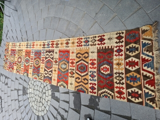 Antique rare nomadic Konya Kilim from central anatolia ~ 1850 
Naturel dyes 

355x70cm                    