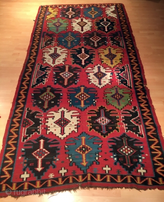 Antique Caucasian Bordjalou Kilim Size 176x356 cm / 5'8''x11'7'                        