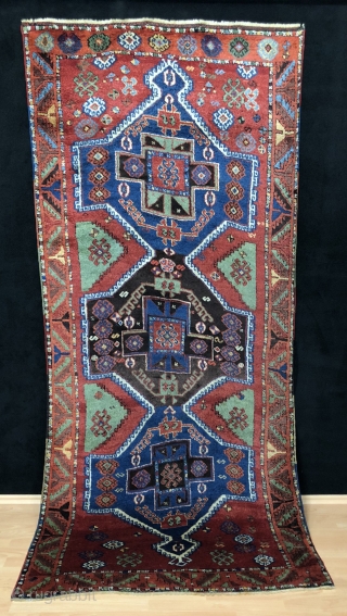 Anatolian Kurdish Rug 19 Century Good Condition And Wonderful Colors Size 113x250 cm / 3'8'' x 8'3''                