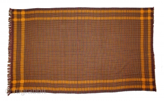Woven Cotton Coverlet (Khes) with Geometrical Pattern Woven on a pit-loom using a Double-Weave Technique from Nasarpur or Thatta, Sind Pakistan India.Circa.1930.Its size is W-126cm x L-222cm.(DSL05360).      