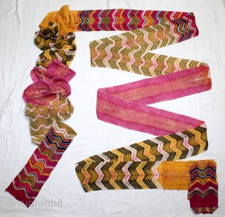 Leheriya Paag Turban - The wave pattern which is created by the resist dyeing technique(Tie Dyed Technique) on thin muslin cotton. Made in Shekhawati District of Rajasthan. India.C.1900.Used by the Mahajan community  ...