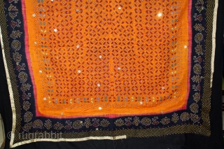 Tie and Dye Bandni Odhani on the Muslin Cotton with natural Dyes. From the Rajasthan, India.C.1900. Used by the Rajasthani married ladies. Jodhpur area of Rajasthan. Its size is 160cm X 195cm.(DSL05420). 