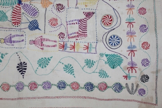 Kantha Quilted Embroidery with cotton thread Kantha Probably From Faridpur District,East Bengal(Bangladesh)region.India.C.1900.Its size is W-118cm x L-144cm.DSL05160).                