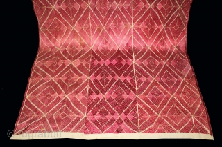 Thirma Phulkari From West(Pakistan)Punjab India Called As Thirma Bagh.C.1900.Floss Silk on Hand Spun Cotton khaddar Cloth.Its size is 126cm X 264cm.(DSC05510).            