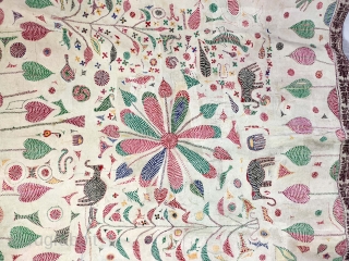 Kantha Quilted Embroidery with cotton thread Kantha Probably From East Bengal(Bangladesh) region, India. C.1900.Its Full size.(DSC05530).                 