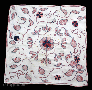 Kantha Embroidery with Cotton thread Kantha Probably From Faridpur District of East Bengal(Bangladesh) Region India.C.1900.Its size is 80cm x 80cm.(DSC05990).Please email me at Indianarts1369@gmail.com         