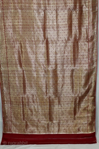 Ashavali Real Zari Silk Brocade Saree From Gujarat. India. C.1900. Here the Pallu of the Sari is Decorated with Large Paisleys and the Rare Design. Mint Condition.(DSC05710).      