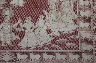 Pichwai of Cotton Lace Net,of Raas From Germany,Made for Indian Market C.1900.Its size is 75cm x 80cm.(DSL05310).                