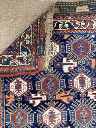 Early 20th century Kamseh bagface. Good colours, full pile, but missing the bottom outer border.
www.heritage-antique-rugs.com for more images and price or email me at gene@heritage-antique-rugs.com        