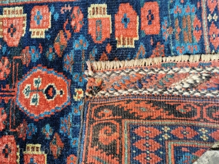 Antique Kurdish bagface, great colours, great condition, with an unusual and animated design
26in by 25in                  