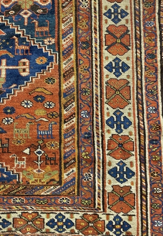 Kurdish/ Loori small carpet/ large rug, ca.1890; 5’8” x 11’0” / 68 x 335cm.

Beautifully drawn field and border motifs, including those of four women, each individual, set amongst two large indigo   ...