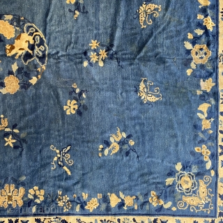 Antique Peking Chinese Carpet, ca.1900; 8’4” x 9’9” / 254 x 297 cm

Medium blue ground with a charming image of a cat stalking a butterfly within a medallion. Further well 

proportioned butterflies  ...