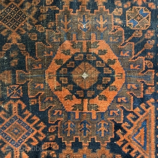 Antique Sangtchuli Baluch Carpet, ca. 1870; 5’10” x 10’8” / 178 x 325 cm

Possessing 21 twenty-lobed medallions, possibly variants of what is known by some

collector as Harshangs, this weaving is very powerful  ...