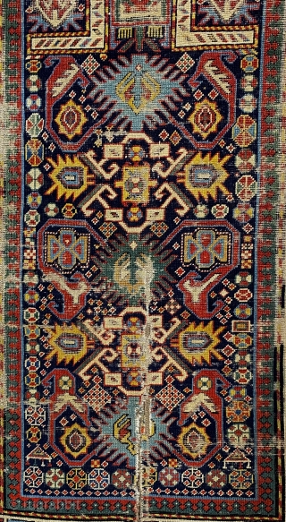 Bidjov Kuba Caucasian prayer rug m, ca. 1880; 3’6” x 5’4” / 106.7 x 163 cm

Indigo field with numerous totemic creatures, and stylized flowers.  Mihrab 

arch woven in ivory white. Trefoil  ...