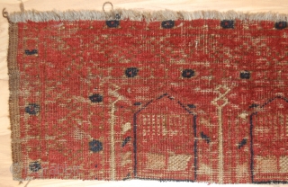 Small Afgan Turkmen Fragment with an interesting drawing. 27x70cm. Probably second half of 19th century.                  
