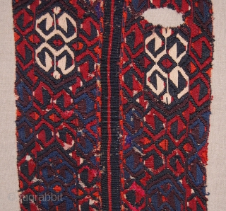 Turkish Malatya Kilim (Chuval) Fragment. 
Technique: weft-less soumak technique, a rarer type of soumak weave in which ’instead of weaving the design wefts in both directions, the weaver carries them straight back  ...