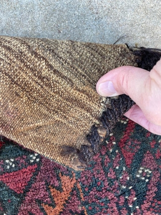 Nice, old Sistan Baluch bag with aubergine, complete with back. Good thick pile. 1'5" x 2'10".                 