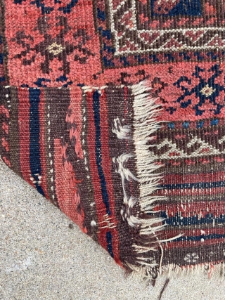 Quite old Baluch rug with field stripes normally seen on the ends or borders. 2'10" x 4'11" or 150 x 86cm            