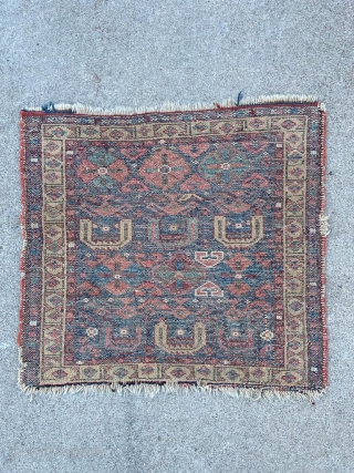 Antique and rare Sanjabi Kurdish bag face. Deep colors. 1"11" x 2'0"                     