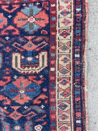 Antique and rare Sanjabi Kurdish bag face. Deep colors. 1"11" x 2'0"                     