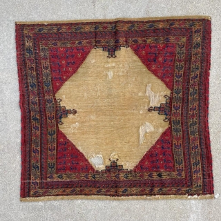 19th century Turkmen Bokche. Animals in the quarter panels, what appears to be camel hair wefts and pile, silk highlights, and beautiful piled designs in a 3d effect onto the kilim. This  ...